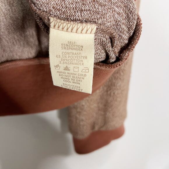 Hem & Thread M Orange Rust Heather Lace Inset Back VNeck Pullover Sweatshirt - Picture 9 of 10